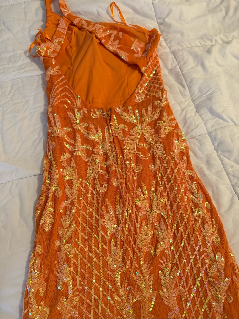 Girls' Orange Sequin Party Dress